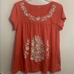 Garnet Hill Embroidered Short Sleeve Shirt